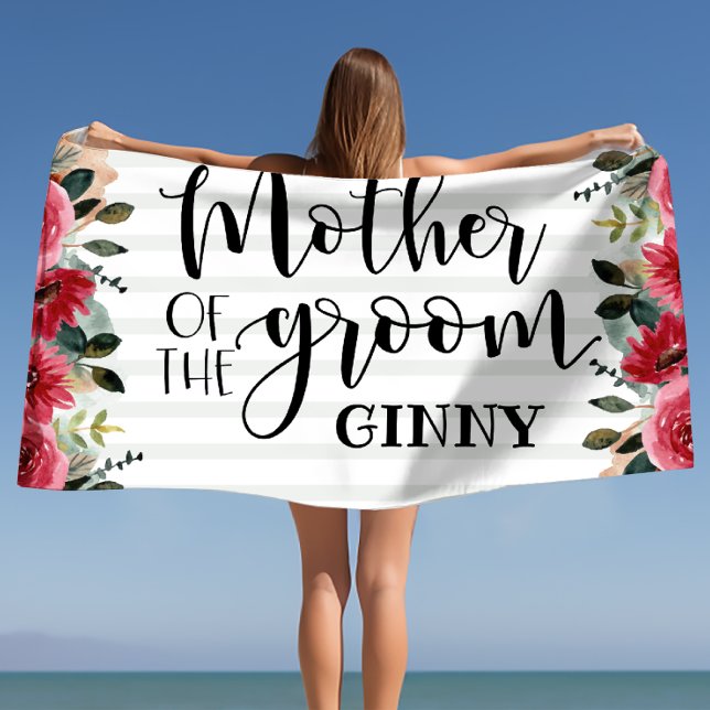 Toalla de playa personalizada para la madre del no (Mother of the Groom Bachelorette Personalized Beach Towel)