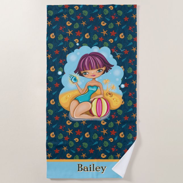 Toalla de playa personalizada para niños  (Anverso)