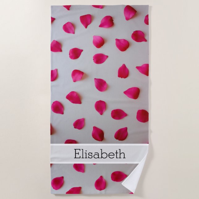 Toalla de playa personalizada - Pétalos rojos (Anverso)