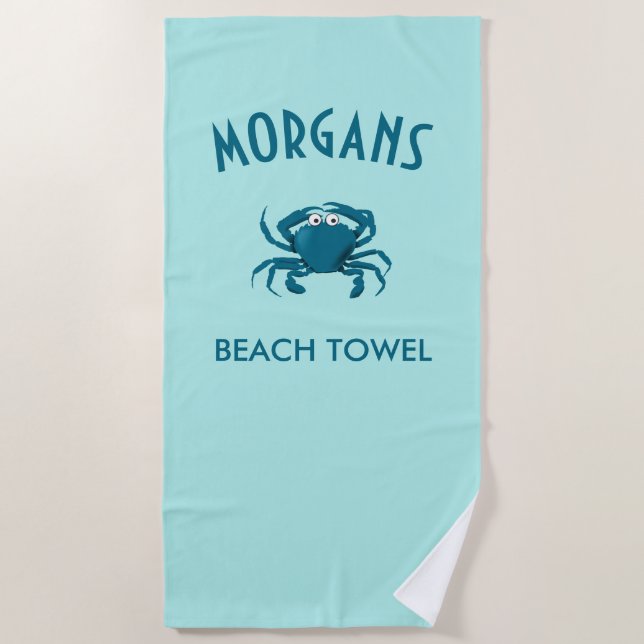 Toalla de Playa Personalizada Playa Cangrejo Azul (Anverso)