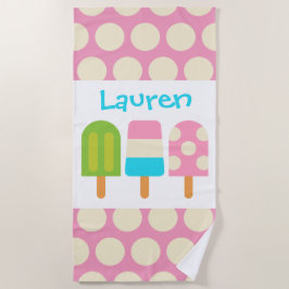 Toalla de playa personalizada Polka Dot Popsicles