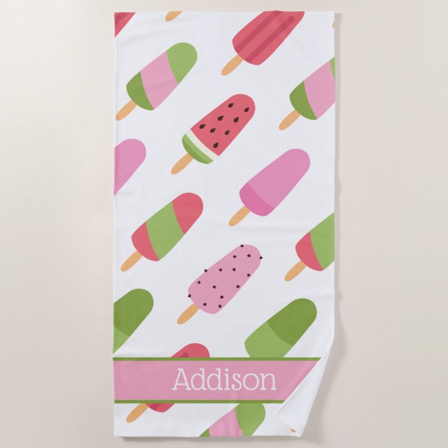 Toalla de playa personalizada Popsicle Pattern (Anverso)