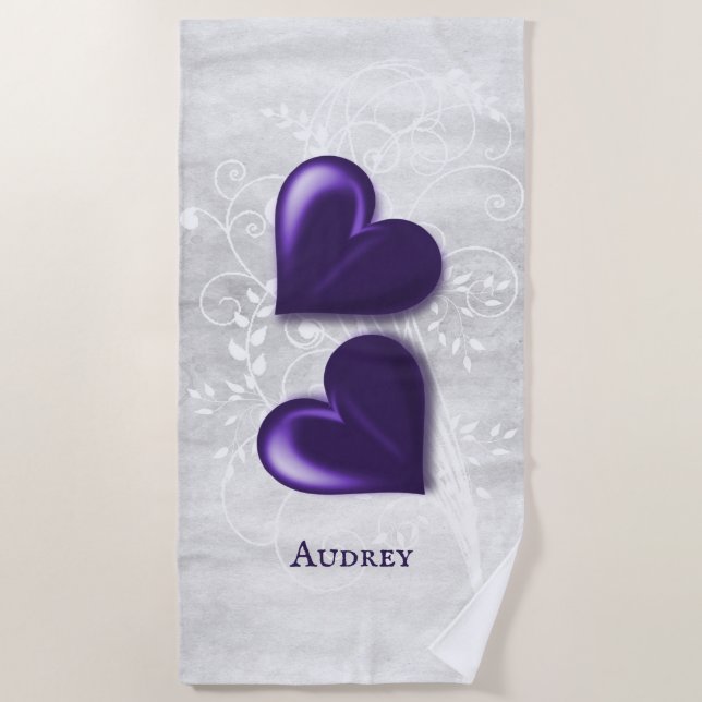 Toalla de playa personalizada Purple Heart (Anverso)