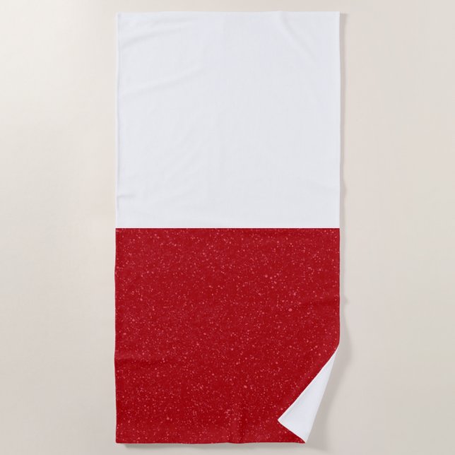 Toalla de playa personalizada roja y blanca dividi (Anverso)