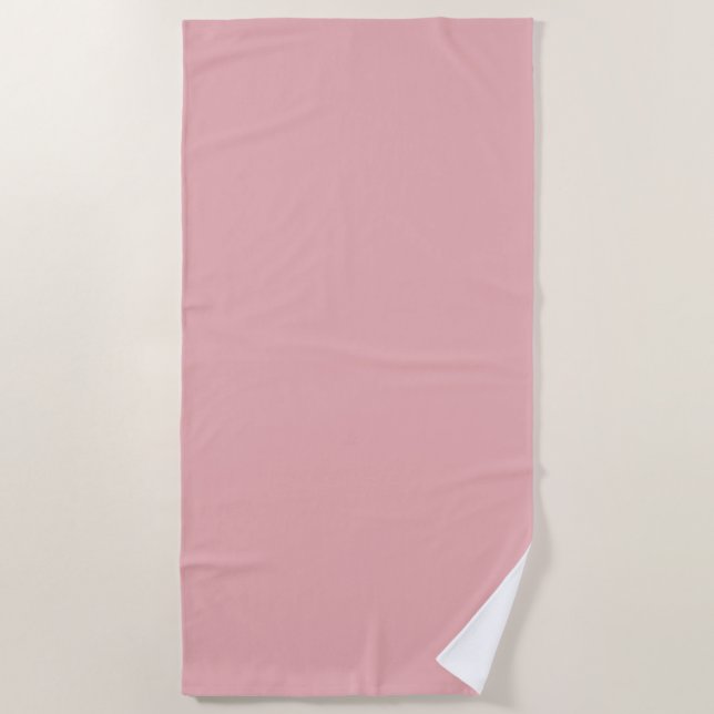 Toalla de Playa Personalizada Rosa Simple con Nomb (Anverso)