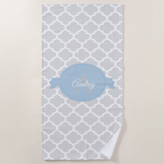 Toalla de playa personalizada Sky Blue Quatrefoil