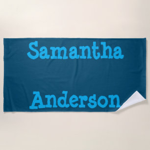 Toalla de playa personalizada Sky Blue Text