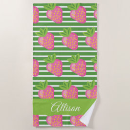 Toalla de playa personalizada Stripes & Strawberri
