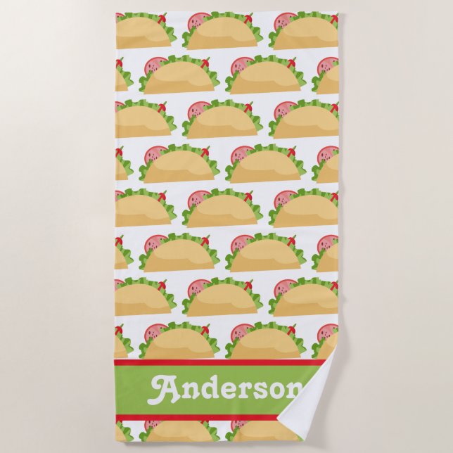 Toalla de playa personalizada Taco Pattern (Anverso)