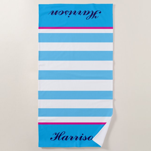 Toalla de playa personalizada - todo a rayas (Anverso)
