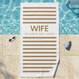 Toalla de playa personalizada Wifey & Hubby Est. 2