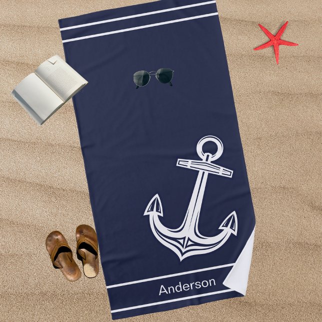 Toalla De Playa Personalizado Anchor Nautical Bathroom Ocean Naval (Subido por el creador)