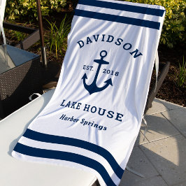 Toalla De Playa Personalizado azul de la Marina Náutica Casa del L