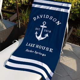 Toalla De Playa Personalizado azul de la Marina Náutica Casa del L