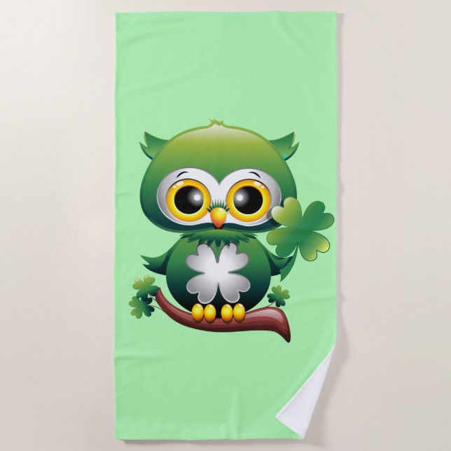 Toalla De Playa Personalizado Baby Owl St Patrick Paddy (Anverso)