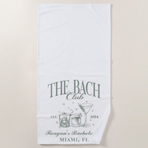 Toalla De Playa Personalizado Bach Club Bachelorette Retro Cocktai