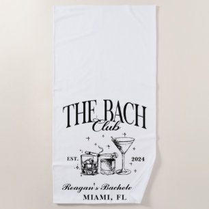 Toalla De Playa Personalizado Bach Club Bachelorette Retro Cóctel 