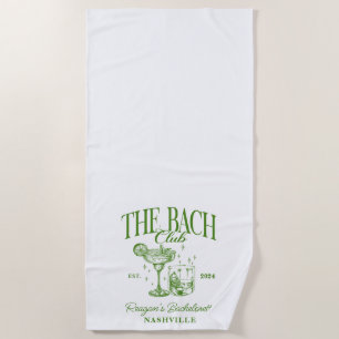 Toalla De Playa Personalizado Bachelorette Retro Cocktail Green