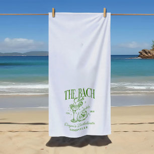 Toalla De Playa Personalizado Bachelorette Retro Cocktail Green