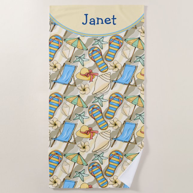 Toalla De Playa Personalizado Beach Flip Flop (Anverso)