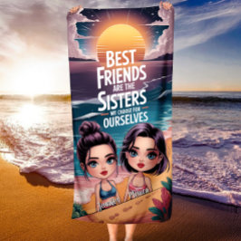 Toalla De Playa Personalizado BFF Mejor Amigos Chibi BFF Personali