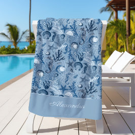 Toalla De Playa Personalizado Blue Ocean Sea Life
