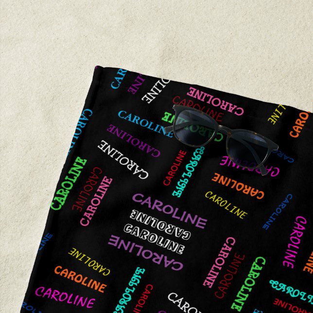 Toalla De Playa Personalizado Blue Pink Green Naranja Purple Names (In situ)