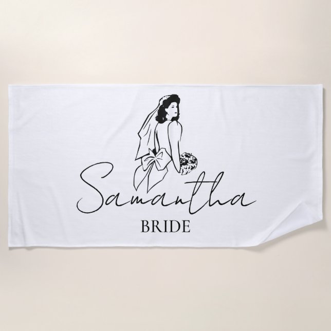 Toalla De Playa Personalizado Bride Name Gift (Anverso)