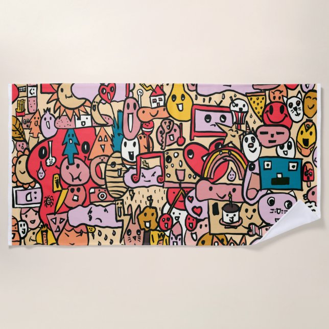 Toalla De Playa Personalizado Caracter Hand Drake Toss Pattern Niñ (Anverso)