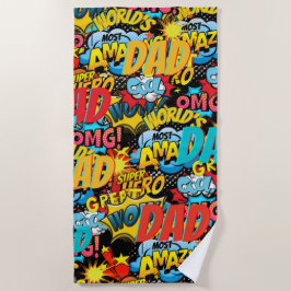 Toalla De Playa Personalizado con marca DAD Gift - Comic Superhero
