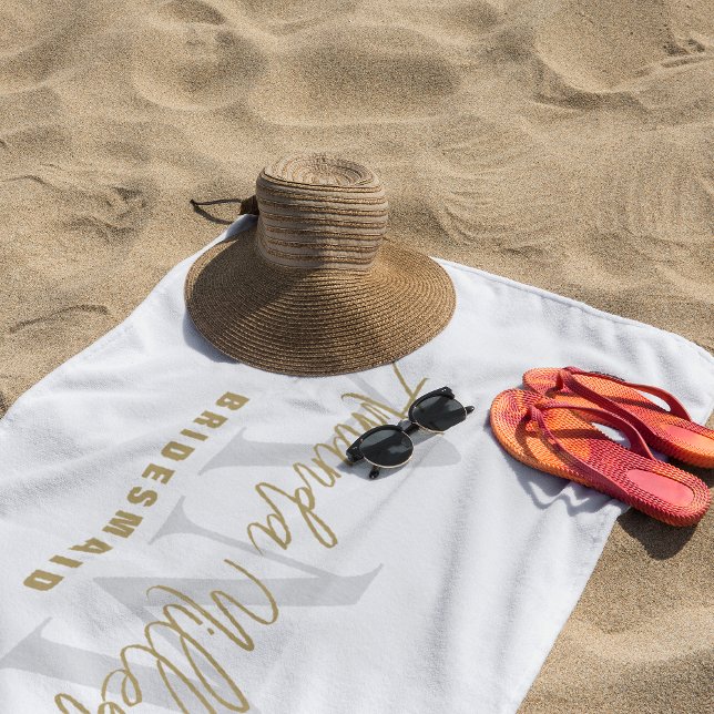Toalla De Playa Personalizado con nombre de oro blanco moderno mon (Subido por el creador)