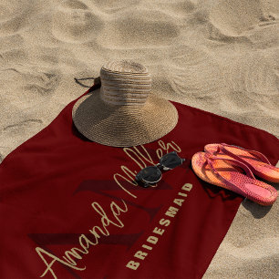 Toalla De Playa Personalizado Con Nombre Negro Oro Monograma Moder