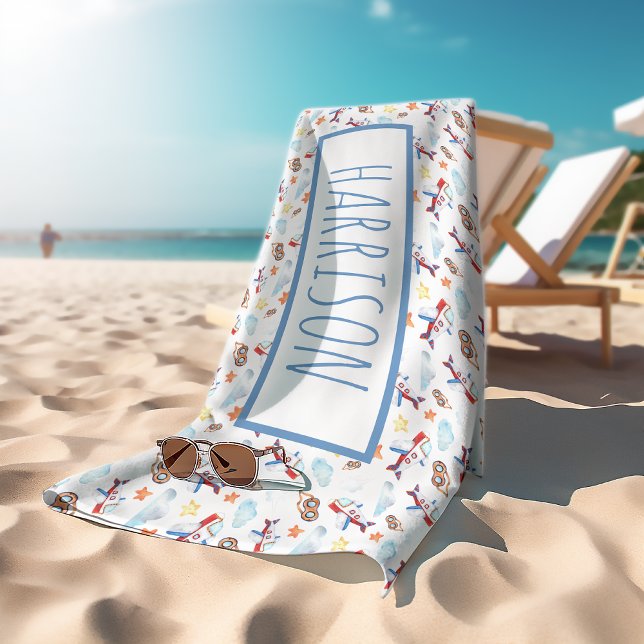 Toalla De Playa Personalizado con tema de avión (Subido por el creador)