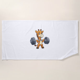 Toalla De Playa Personalizado Cuidadoso Giraffe Lifting Pesa Gimna