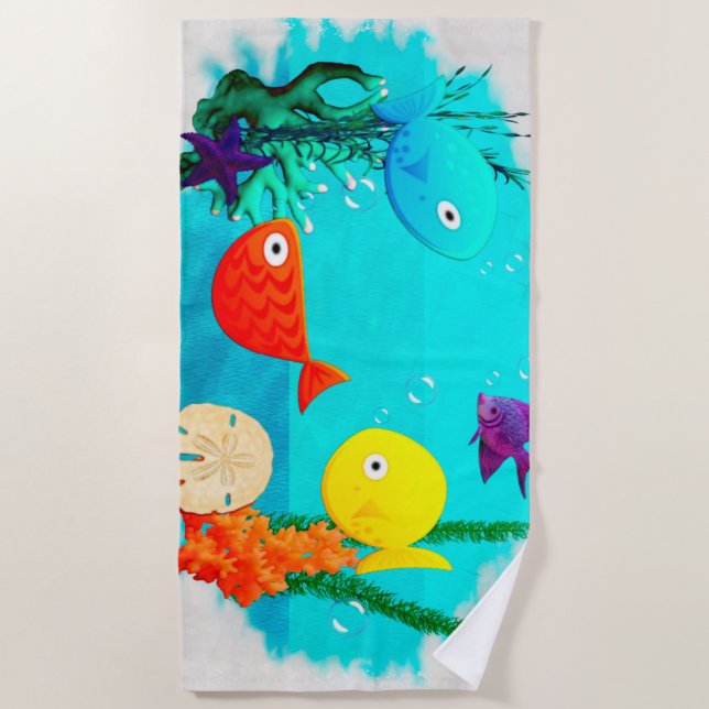 Toalla De Playa Personalizado de acuario Whimsey (Anverso)