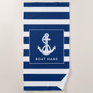 Toalla De Playa Personalizado de Anclaje Blanco de Barco Náutico