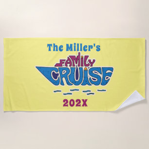 Toalla De Playa Personalizado de arte de la palabra de crucero fam
