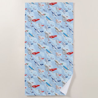 Toalla De Playa Personalizado de aviones comerciales sin fisuras