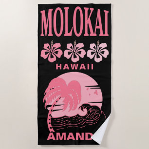 Toalla De Playa Personalizado de bachillerato Molokai Hawaii Pink 