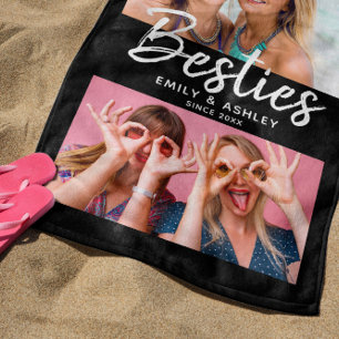 Toalla De Playa Personalizado de Besties Foto de amigos amigos de