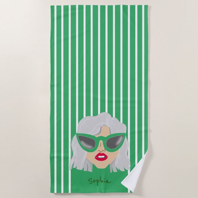 Toalla De Playa Personalizado de gafas verdes de Guay (Anverso)