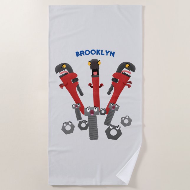 Toalla De Playa Personalizado de humor de herramientas monstruosas (Anverso)