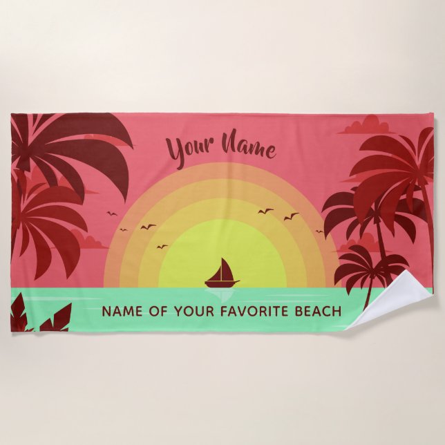 Toalla de playa personalizado de Ilustracion de pl (Anverso)