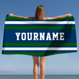 Toalla De Playa Personalizado de la Marina minimalista y las franj