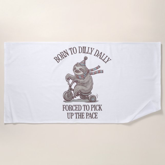 Toalla De Playa Personalizado de motocicletas Lazy Sloth Retro (Anverso)