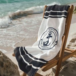 Toalla De Playa Personalizado de navegación azul de la marina de n