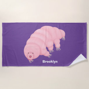 Toalla De Playa Personalizado de oso de agua tardígrado rosa y sua