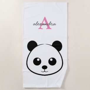 Toalla De Playa Personalizado de oso panda lindo Monograma