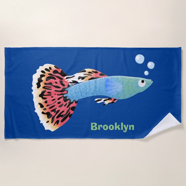 Toalla De Playa Personalizado de peces tropicales adormilados (Anverso)