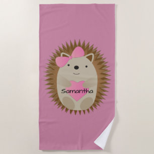 Toalla De Playa Personalizado de Personalizable lindo Chica Hedgeh